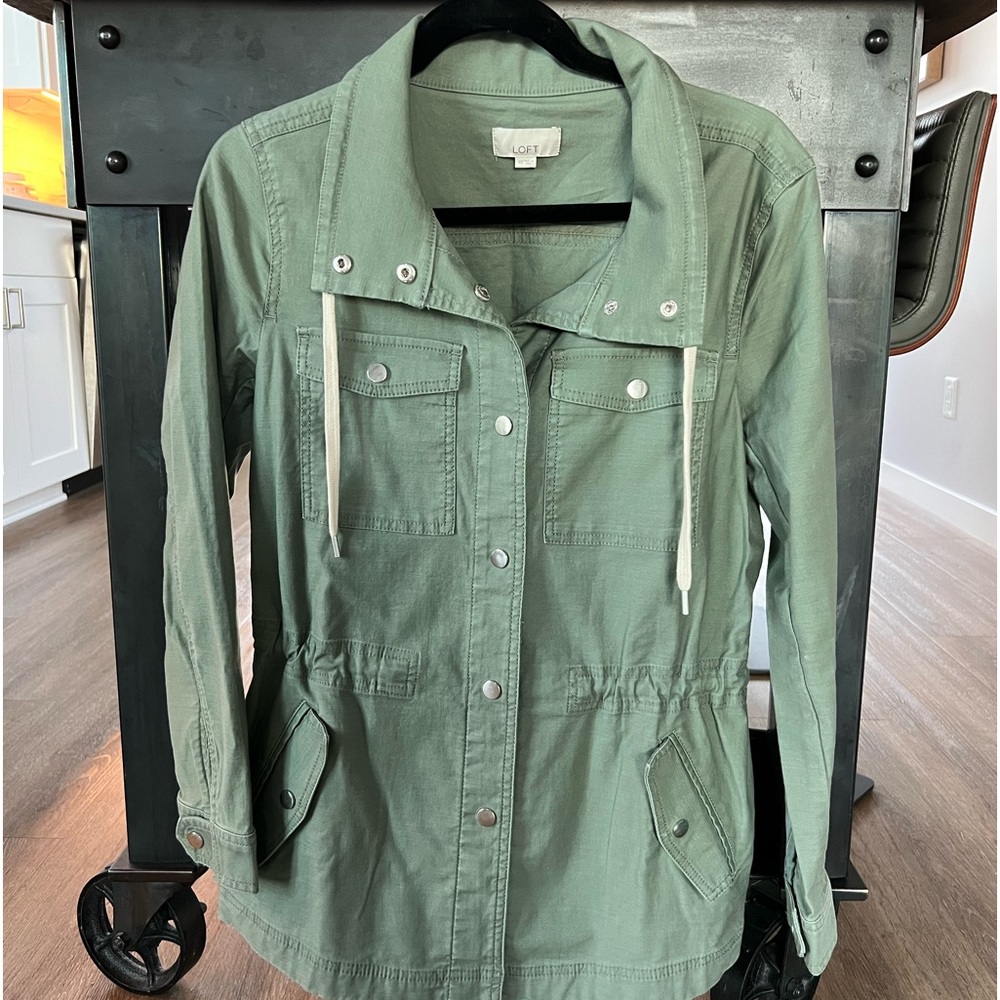 Loft - twill utility jacket - sage green - size xs